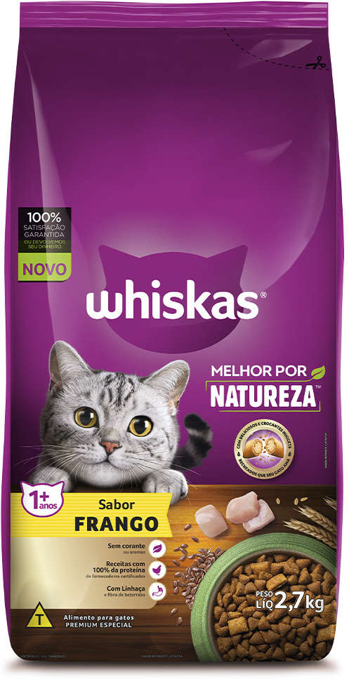 Whiskas para Gatos Adultos Melhor por Natureza Sabor Frango 2,7kg