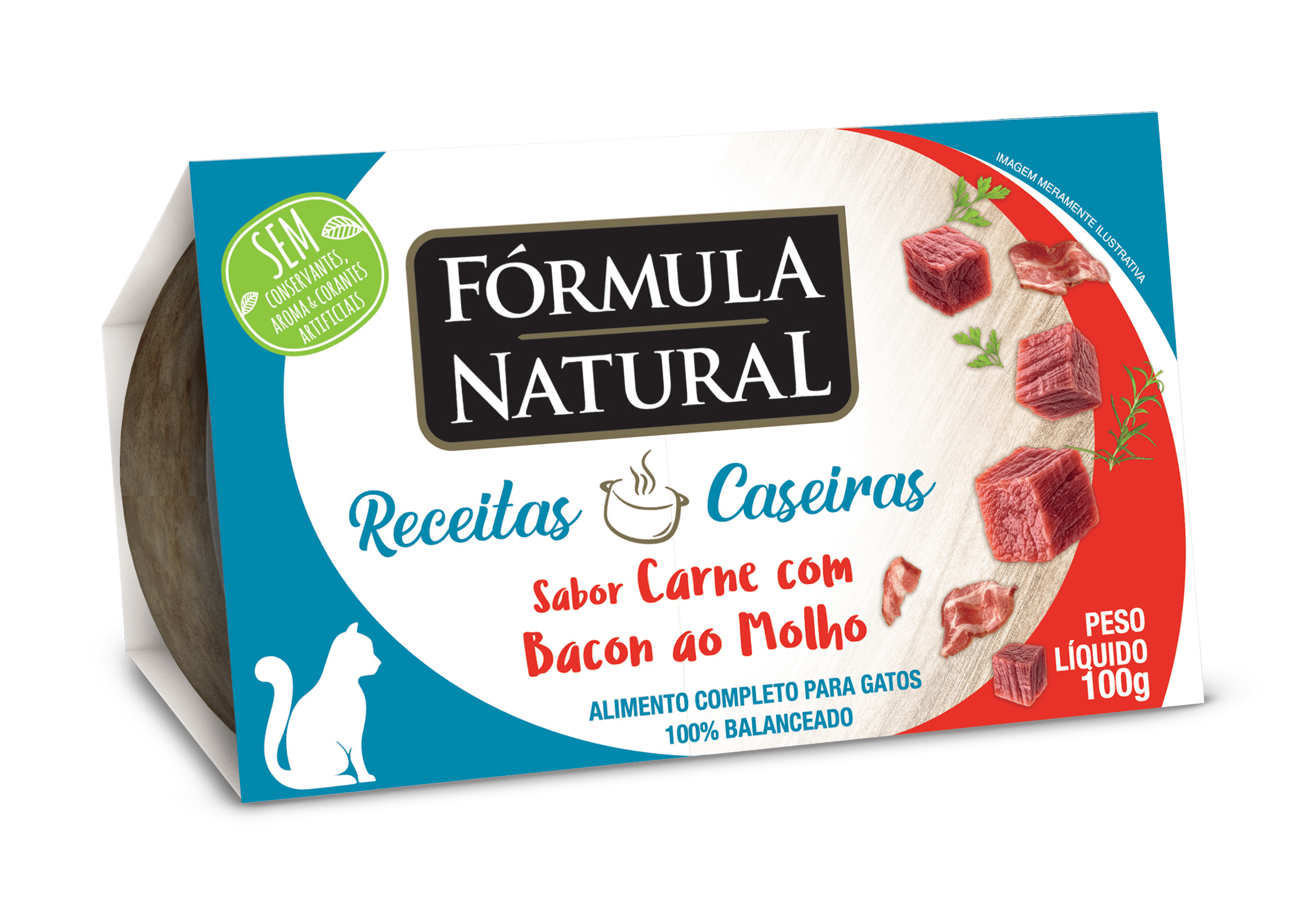 Fórmula Natural Receira Caseira Gatos Adultos Sabor Carne com Bacon ao Molho 100g