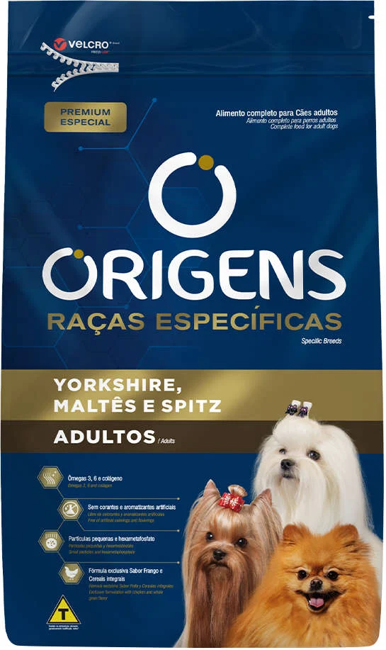 Origens Raças Específicas Cães Adultos Yorkishire, Maltês e Spitz Alemão 1kg