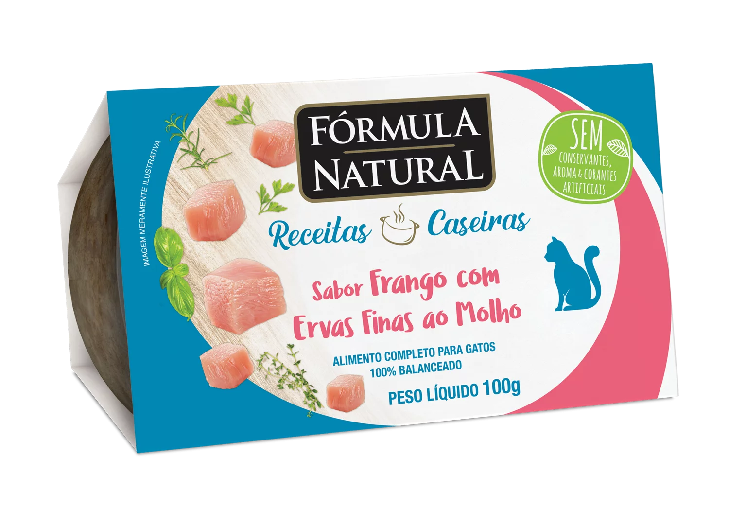 Fórmula Natural Receira Caseira Gatos Adultos Sabor Frango com Ervas Finas ao Molho 100g