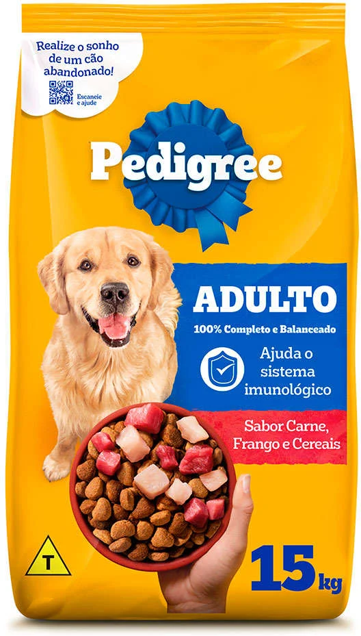 Pedigree para Cães Adultos Sabor Carne, Frango e Cereias 20kg