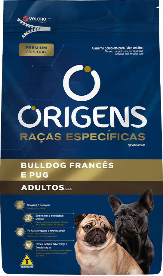 Origens Raças Específicas Cães Adultos Bulldog Francês e Pug 1kg