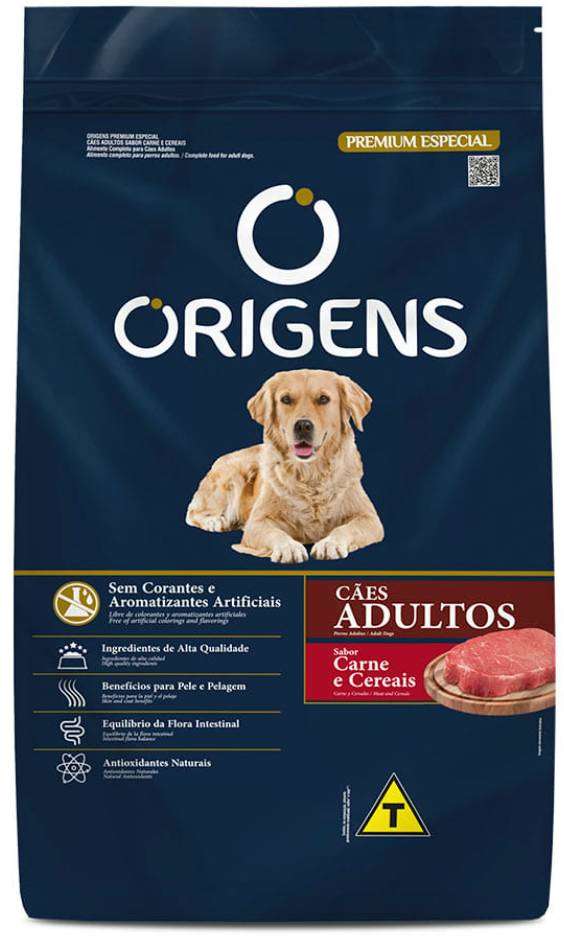 Origens para Cães Adultos Sabor Carne e Cereais 15kg