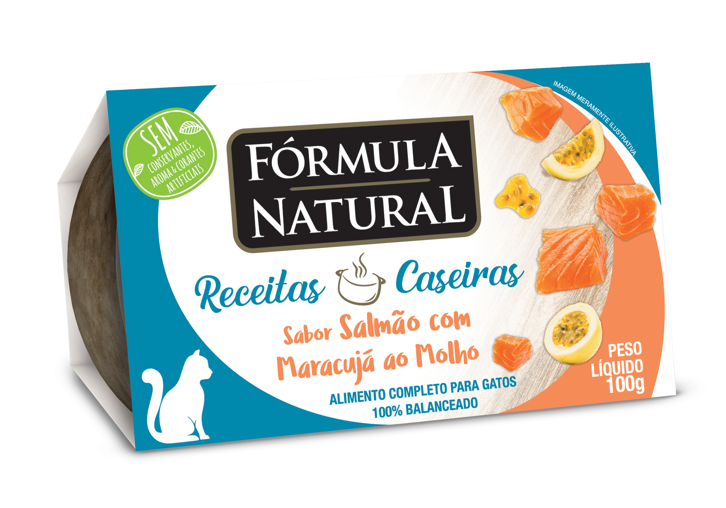 Fórmula Natural Receira Caseira Gatos Adultos Sabor Salmão com Maracujá ao Molho 100g