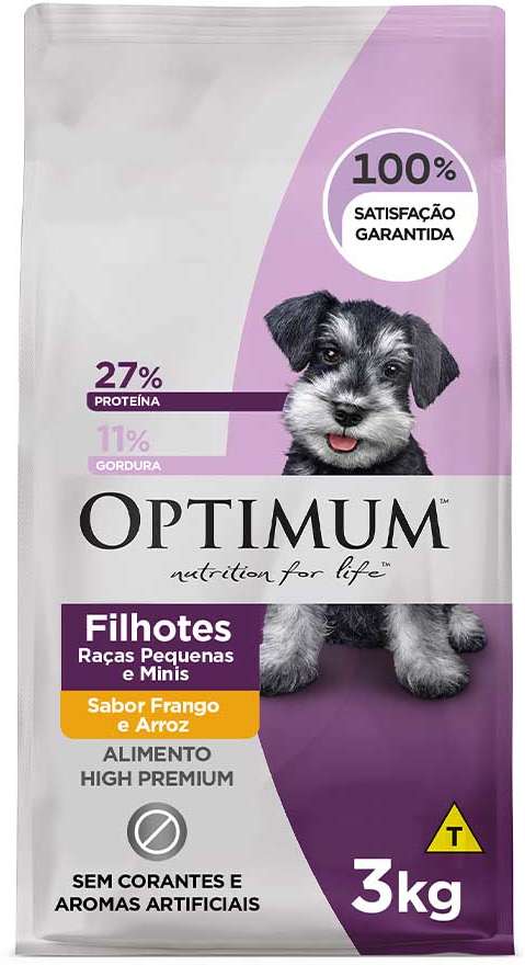 Optimum para Cães Filhotes Raças Mini e Pequenas Sabor Frango e Arroz 1kg