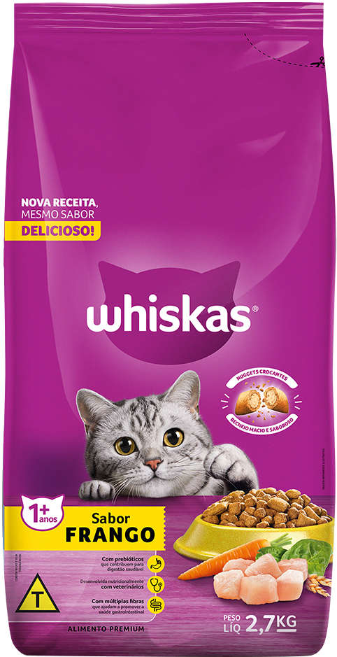 Whiskas para Gatos Adultos Sabor Frango 2,7kg