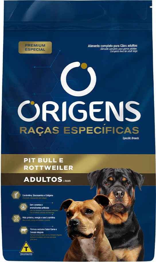 Origens Raças Específicas Cães Adultos Pit Bull e Rottweiler 15kg