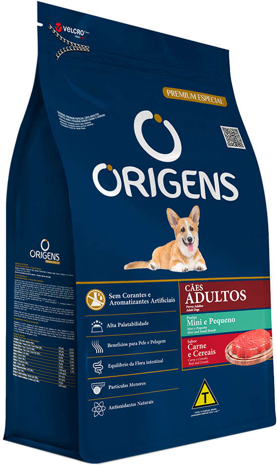 Origens para Cães Adultos Raças Mini e Pequenas Sabor Carne e Cereais 10,1kg
