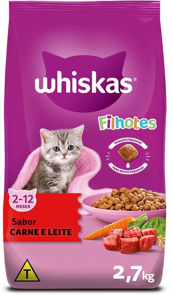 Whiskas para Gatos Filhotes Sabor Carne com Leite 500g